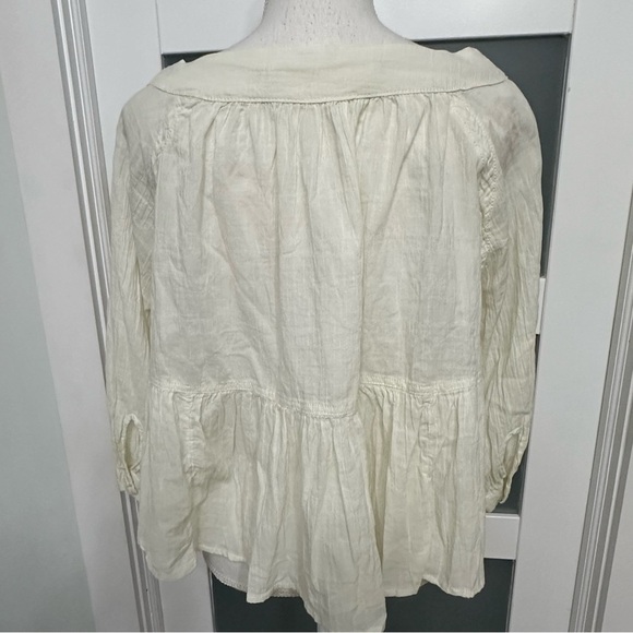 FREE PEOPLE Sea to Shore Gauzy Peasant Top SZ Small Ivory Bohemian Light NWT - Picture 7 of 9